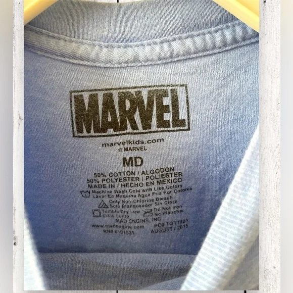 Marvel Kids Captain America T-Shirt Youth Medium Short Sleeve Graphic Blue - Picture 4 of 4